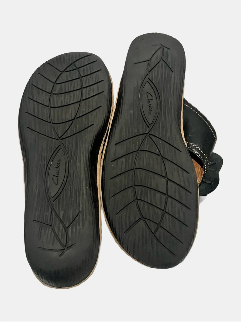 Clarks Artisan Black Leather Floral Slide Sandals Size 10 M